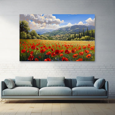 Poppy Flower Field Painting
